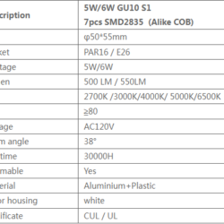 5W-6W GU10 S1